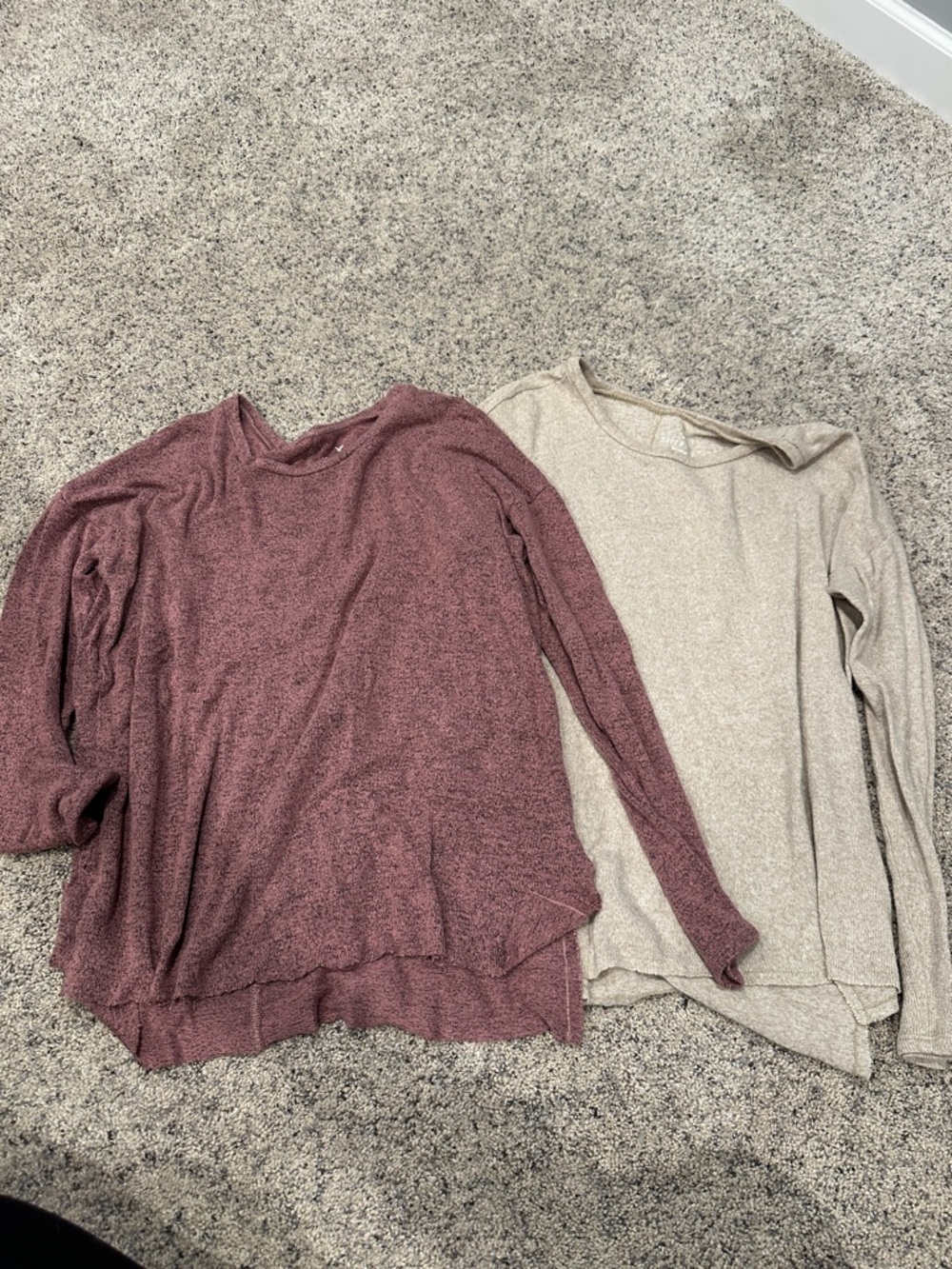 American Eagle Outfitters Scoop Neck Sweaters - Dusty Rose & Light Beige